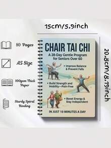 2/1pc "Elderly Tai Chi Chair Guide: Suitable For 60+ Years Old" - 28-Day Gentle Daily Training Plan, Spiral-Bound Seated Exercise Manual, Suitable For Balance Training, Fall Prevention, Strength And Flexibility Improvement, Low-Impact Chair Fitness Method - Multicolor - View 10