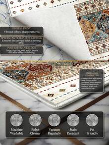 Digitally Printed Non-Slip Washable Runner And Area Rug, Suitable For Living Room, Bedroom, Outdoor, Kitchen Carpet | Modern, Scandinavian, Bohemian And Classic Styles | 100% Polyester - Multicolor - View 5