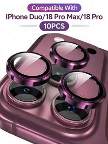 10pcs Ultra Durable Metal Ring Camera Lens Protector Film, Compatible With IPhone 18 Pro Max 18 Ultra Fold 17 AIR/17 Pro Max, High Definition Transparent Anti-Scratch Film, Precise Fit, Suitable For Daily Protection, Commuting And Professional Photography - Red - View 1