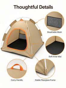 Foldable Portable Pet Tent Suitable For Cats & Small Dogs - All-Season Breathable Mesh Triangular Canopy Tent With Removable Panels, Compact Indoor/Outdoor Dog Kennel & Cat House For Camping, Travel, Assembly, Nylon Shelter - Multicolor - View 5