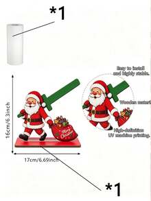 Christmas Wooden Paper Towel Holder, Santa Claus Snowman Elf Shaped Desktop Paper Towel Rack, Holiday Kitchen Desktop Decor, Home Decor Christmas Gift - Multicolor - View 13