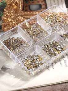 FULL BEAUTY 1 Box White Crystal Rhinestone Pointed Nail Jewelry Decoration, DIY Nail Art Supplies Nails Nail Gems Nail Charms - White - View 9
