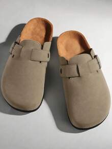 Women's Closed-Toe Mule Slippers, Adjustable Strap Flat Sandals, Slip-On Backless Casual Slides, Round Toe Everyday Shoes - Coffee Brown - View 4