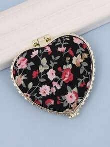 1pc Vintage Floral Style Pocket Mirror, Portable Folding Makeup Mirror, Travel Size Double-Sided High Definition Folding Mirror, - Multicolor - View 5