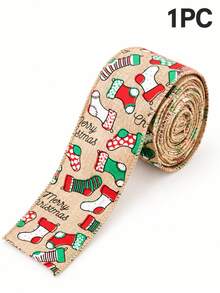 Julband i linne, flera tryckta mönster tillgängliga, röd- och svartrutig textur. Dekorativt julband för DIY, används för julgransinslagning, presentförpackning, kransdekoration och juldisplay i fönster. Julfestartikel, julpresentbuntning, handgjort dekorationsmaterial för att skapa en varm julstämning, lämpligt för juldekoration i hem och butik. - Flerfärgad - Visa 12