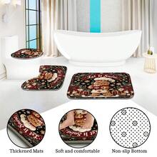 1pc/4pcs Chef Gingerbread Man Pattern Multi-Function Bathroom Decor Shower Curtain Set, Free 12 Hooks, Premium Holiday Atmosphere, Bathroom Mat, U-Shaped Floor Mat And Round Toilet Lid Cover, Suitable For All Occasions Decoration, Bathroom Set - Chef Gingerbread Man - View 6