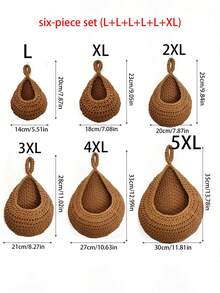 1/3/6piece Set Wall Mounted Woven Basket, Bohemian Style, Droplet Shaped, Suitable For Vegetable, Fruit, Kitchen Storage Basket, As Well As Holiday Decoration, Kitchen Storage Bag, Hanging Storage Basket, Storage Bag, Kitchen Decoration Storage Bag - Multicolor - View 11