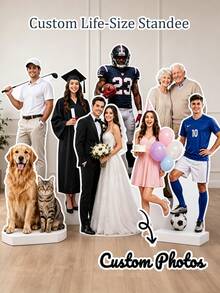 Custom Life Size Photo Cutout Standee, Personalized Human Cardboard Cutout With Stand, Custom Picture Stand Up Cutout For Birthday Graduation Christmas Halloween Party Decor, Customized Photo Prop Gift - Multicolor - View 2