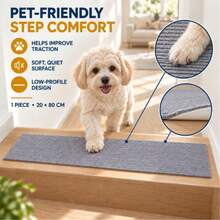 1pc 20 X 80cm Non-Slip Stair Tread Mat, Self-Adhesive Carpet Stair Cover, Soft Quiet Comfortable Wear-Resistant, Easy To Install, Easy To Remove, Easy To Clean, Suitable For Wooden Stairs Indoor Protection Stairway, Suitable For Children, Adults And Pets - Light Gray(1PC) - View 9