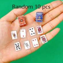5/10pcs Mini Poker Card Model, Miniature Poker DIY Handmade Decor, Party Tabletop Game Toy, Novelty Small Gift, Random Color - Multicolor - View 11