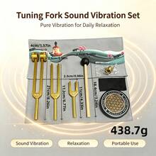 Complete Tuning Fork Set With Sound Hammer And New Storage Bag, 136.1Hz, 512Hz, 4096Hz Gold Vibrating Tuning Forks, Yoga Meditation Daily Mindfulness Vibration Tools - Multicolor - View 6