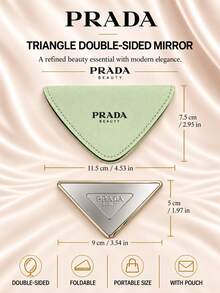 Prada 三角形雙面鏡,9cm×5cm,單件,可折疊成像清晰,日常、出門補妝使用 - 綠色 - 查看 4