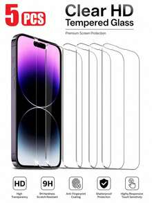 5 buah Pelindung Layar Kaca Tempered 9D, Kompatibel dengan iPhone Duo, 18 Pro Max, 18 Pro, 17 Pro Max, 17 Pro, 17 Air, 17, 16 Pro Max, 16, 16 Plus, 15, 14, 13, 12, 11 Pro Max, Mini, XS Max, X, XR dan model lainnya, Mendukung Fungsi Pulau Dinamis, Fitur Peningkatan Kekerasan 9H, Perlindungan Tepi, Tahan Gores, Peredam Guncangan - Putih - View 11