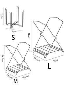 1pc Foldable Stainless Steel Trash Bag Holder For Kitchen & Desktop, Countertop Garbage Bag Dispenser Rack, Compact Portable Kitchen Waste Bag Rack For Home Office Camping, Space Saving, Multi-Purpose, Holiday Gift For Family And Friends - Conventional - View 4