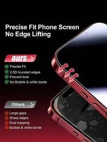 8pcs Tempered Glass Screen Protector Film Privacy Protection Anti-Spy Peeping Compatible With IPhone Duo/18/18 Pro/18 Pro Max/17/16/15/14/13/12/11 - Black - View 10