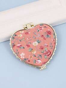 1pc Vintage Floral Style Pocket Mirror, Portable Folding Makeup Mirror, Travel Size Double-Sided High Definition Folding Mirror, - Multicolor - View 4