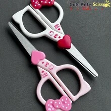 Hasbro Cute Hello Kitty Pattern Scissors, Adorned With Bow And Heart Details, Fine Stainless Steel Build, Perfect For Paper Craft, Diary Decoration, Handmade Projects, Daily Home And Office Decorative Stationery Supplies - A - View 2
