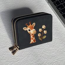 Giraffe Phone Print Card Holder, Lightweight Fashionable Women's Wallet, Suitable For Daily Use, Double Zipper Mini Wallet/Coin Purse/Card Holder - Multicolor - View 16