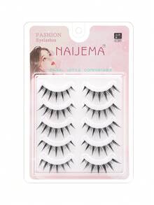 5 Pairs Natural Cartoon Transparent False Eyelashes, Cartoon Style, Cosplay, Soft And Curly, Suitable For Beginners, Daily Wear, Party And Date Occasions, Eyelashes, False Eyelashes - Black - View 5