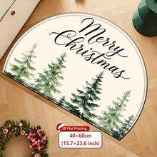 1pc Winter Christmas Pine Tree Print Door Mat, Soft Crystal Velvet Welcome Mat, Anti-Slip, Machine Washable, Foldable, Suitable For Bathroom, Kitchen, Living Room, Bedroom And Entryway - A - View 9