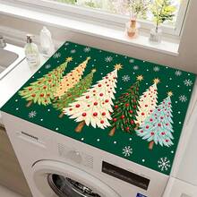 1pc 2D Christmas Absorbent Mat, Christmas Tree Pattern, Kitchen Countertop Absorbent Drying Mat, Coffee Machine Mat, Pour-Over Coffee Pot Mat, Dish Drainer Mat, Non-Slip Heat-Resistant Kitchen Mat, Dining Table Mat, Breakfast Mat, Washing Machine Mat, Home Kitchen Dining Table Coffee Shop Bar Decor Mat, Holiday Party Housewarming Gift - Multicolor - View 10