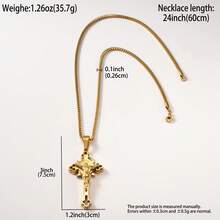 1pc Personalized 18K Gold-Plated Stainless Steel Three-Dimensional Retro Jesus Pendant Necklace, Hip-Hop Style, Suitable For Men Daily Wear - Gold - View 7