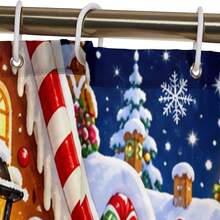 1pc/4pcs Gingerbread Town Santa Claus Pattern Multi-Functional Bathroom Decor Shower Curtain Set, Free 12 Hooks, Premium Holiday Atmosphere, Bathroom Mat, U-Shaped Bath Mat And Round Toilet Lid Cover, Suitable For All Occasions, Bathroom Set - Gingerbread Town Santa Claus - View 5