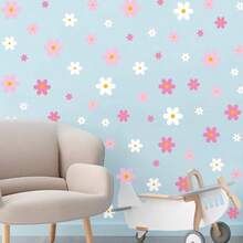 1 Set Pink & White Daisy Wall Stickers, Boho Style, PVC Material, Irregular Floral Shape, Mixed Flower Pattern Details, Removable Self-Adhesive Wall Decals, Suitable For Bedroom, Window, Cabinet And Home Wall Decoration, All-Season Home Decor - A - View 3