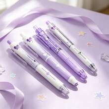 Butterfly Purple Quiet Click Neutral Pen, High Aesthetic, Smooth Writing ST Tip, Black Ink Water Pen For Exam Practice And Signing - Multicolor - View 4