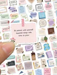 100PCS Encourage Notes Stickers – Inspirational Motivational Positive Affirmation Decals – Aesthetic Vintage Pastel Boho Stickers For Journal, Scrapbook, Guitar, Notebook & DIY - Multicolor - View 6