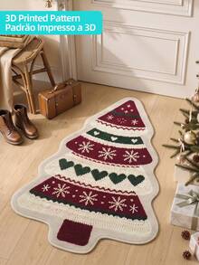 DAJIANG 1pc Christmas Tree Shaped Rug, Kitchen Rug, Hallway Rug, Area Rug, Suitable For Bathroom, Kitchen, Indoor, Hallway, Bedroom, Living Room, Bedside, Machine Washable, Easy To Clean, Non-Slip Back, Bedroom Decor Rug, Autumn/Winter Style - Multicolor - View 6