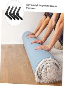 L-Shaped Carpet Anti-Slip Pads, Rug Gripper, Bedroom Living Room Floor Mat Non-Slip Adhesive, Self-Adhesive Removable Reusable Sofa Pad Corner Grips - Black - View 3