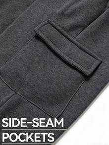 1pc Men's Grey Cargo Joggers, Multi-Flap Pocket Design, Soft Drawstring Hem Sports Pants, Casual Outdoor Daily Long Pants - Grey - View 8
