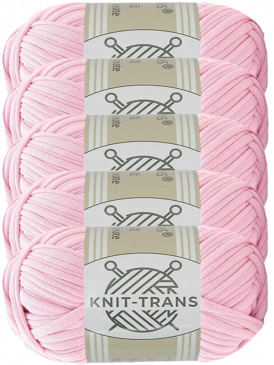 KNIT-TRANS 5 Bundles 5 Colors/500g Multi-Color Premium T-Shirt Yarn - High Elasticity Rope-Shaped Yarn, Soft Elastic Polyester Yarn, Suitable For Vibrant Crochet Projects, Ideal For Home Decor DIY Crafts, Multi-Color Yarn | Polyester Yarn | Knitting Accessories - Multiple Styles - View 1