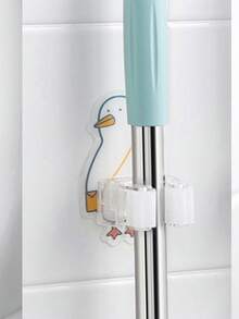1/3pcs Cute Cartoon Mop Hooks Wall-Mounted, Self-Adhesive No-Drill Broom Holder, Multi-Purpose Storage Clips, Suitable For Mops, Brooms, Brushes, Umbrellas, Fun Animal Design, Bathroom Kitchen Storage, Cozy Home Decor - View 7