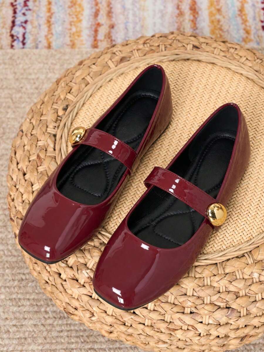 HFSHUNXY SunsoleShoes 2026 優雅女款瑪麗珍方頭平底鞋，黑色，舒適百搭，休閒穿脫式，魔鬼氈穿脫，適合情人節、母親節、婚禮、派對、辦公室及多種風格搭配