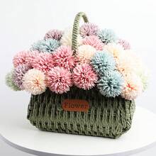 1pc Macaron Color Silk Pom Pom Flower Ball, Multicolor Artificial Faux Flower Ball, Chrysanthemum Ball Bouquet Light, Suitable For Home, Office, Party, Wedding Decoration - Multicolor - View 7