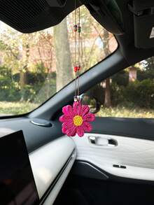 Creative Flower Car Hanging Ornament, Rearview Mirror Hanging Decoration, Car Interior Hanging Accessory, Car Rearview Mirror Decorative Pendant - A - View 7