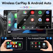 VENBES 7 Inch Single‑DIN Car Stereo, Wireless CarPlay & Wireless Android Auto, MP5 Car Radio Receiver With Bluetooth FM USB AUX - Main Unit + SWC Cable + 12‑LED Rear‑view Camera - View 3