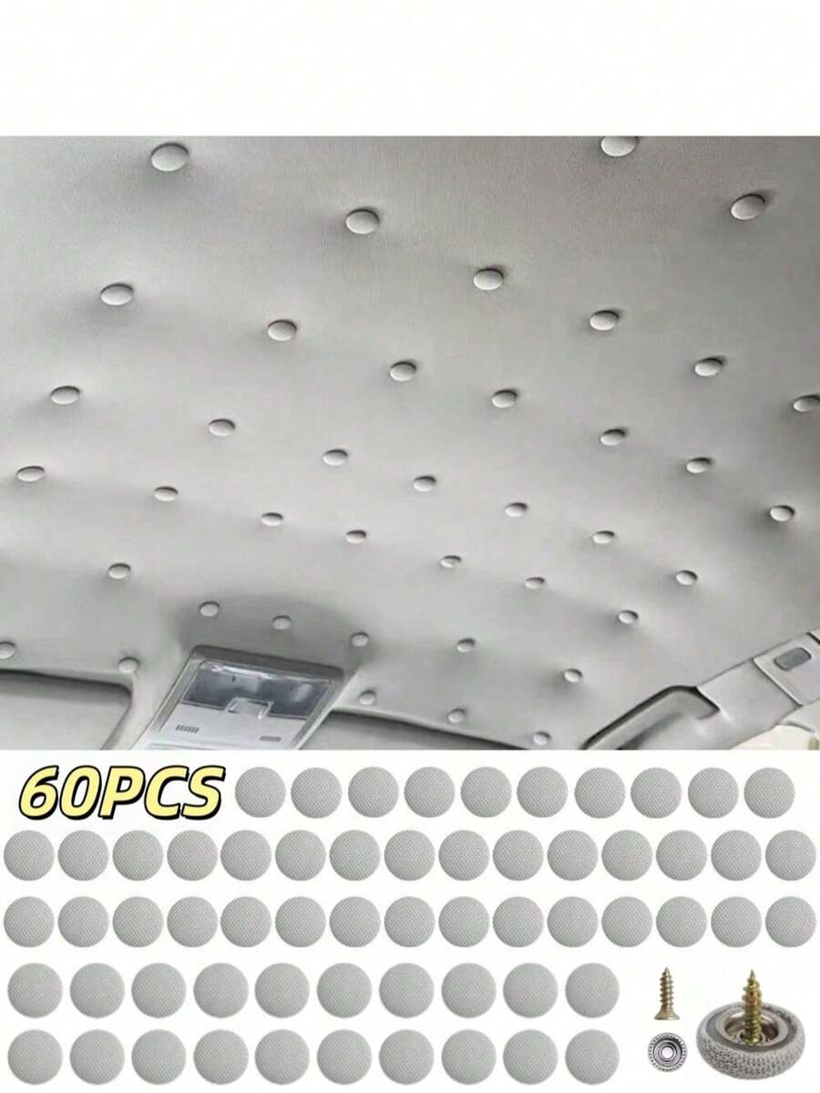 30/60pcs Grey Car Headliner Repair Clips, Universal Car Roof Lining Fixing Buttons Screw Fasteners Pins, Used To Fix Sagging Or Detached Car Headliner Interior, Easy To Install Car Interior Repair Kit, Repair Supplies - A - View 1