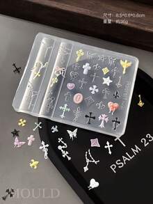 1pc Artistic Nail Art Mold, Vintage Baroque Sacred Light Cross Candlestick, Moonlight Embossed Bow Floral Pattern Nail Decor Silicone Mold, Essential Tool For Nail Technicians - Clear - View 12