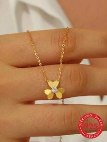 1 buah Kalung Liontin Daun Semanggi Keberuntungan Perak Sterling S925 dengan Suasana Lembut dan Mengkilap, Desain Unik, Rantai Tulang Selangka Minimalis Elegan yang Indah, Serbaguna untuk Sehari-hari, Kencan, Perjalanan, Liburan, Hadiah Aksesori yang Dipersonalisasi untuk Pacar, Sahabat - Semanggi - View 13