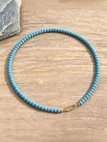 Natural Turquoise Abacus-Shaped Beads Necklace - Ancient Guardian Stone - Turquoise - View 2