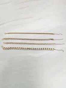 imoli 4pcs/Set Bohemian Holiday Vacation Style Metal Multi-Layer Anklet Set, Suitable For Women Beach Party Jewelry Gift - 32761-ank-g-eP - View 5