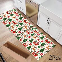 Reindeer Christmas Print Long Runner Rug, Indoor Home Decor, Kitchen Long Mat, Entryway Doormat, Hallway Entrance Decor, Bedroom Bedside Rug, Living Room Rug, Laundry Room Mat, Bathroom Bath Mat, Suitable For Apartment, Dorm And Home Daily Decor - Multicolor - View 10