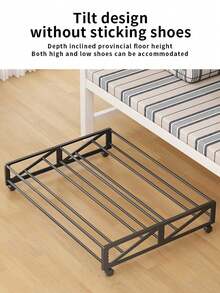 Under Bed Sliding Shoe Rack With Wheels, Space-Saving Shoe Storage Organizer For Dorm, Home And Sofa, Slanted Design To Prevent Shoes From Getting Stuck - Black - View 5