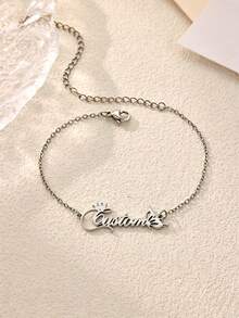 Custom Crown Butterfly Name Anklets For Women Stainless Steel Customized Ankle Bracelet Personalized Female Beach Foot Chain Jewelry Gift - Multicolor - View 7
