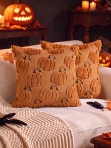 1pc Halloween Pumpkin Ghost Embroidered Pillow Case, Home Living Room Bedroom Sofa Decorative Cushion Cover - Multicolor - View 4