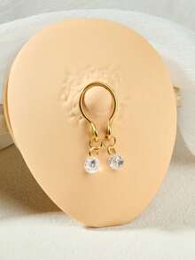 3 đôi khuyên núm giả không cần xỏ lỗ với charm treo, đính đá rhinestone, điều chỉnh được, trang sức cơ thể cho ngày Valentine - Nhiều màu - Xem 3