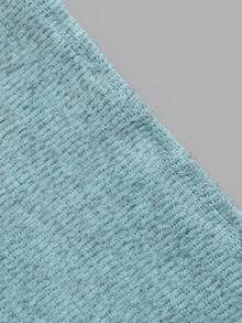 Women Fall Elegant Off Shoulder Long Sleeve Slim Knit Top, Off Shoulder Neck Lantern Long Sleeve Knit Blouse, Fall Daily Holiday Tops - Baby Blue - View 6